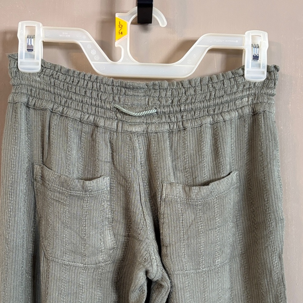 Roxy Green Soft Knit Oceanside Beach Flowy Pocketed Wide Leg Ankle Pants Size XS - Picture 9 of 10